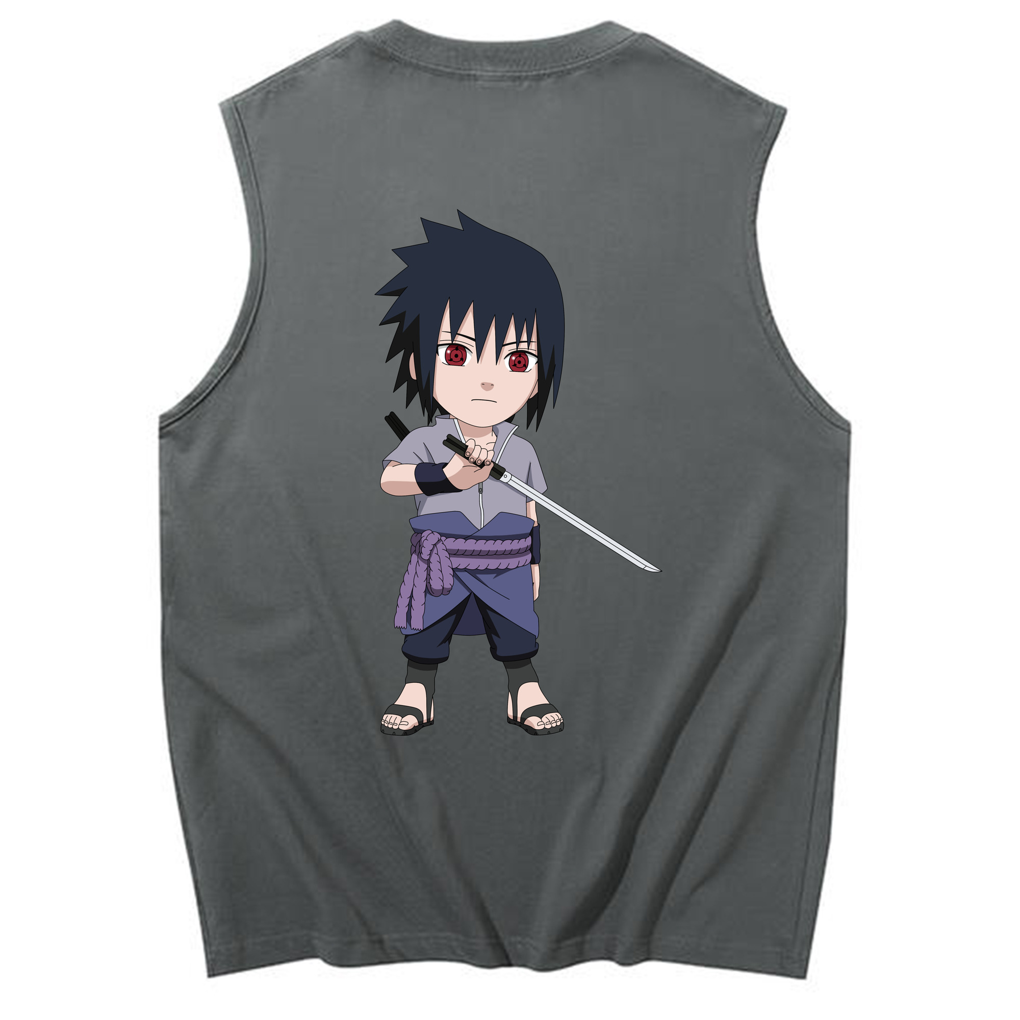 （画像用） NARUTO -ナルト- うちは サスケ Uchiha Sasuke コットン100％タンクトップ（背面プリント）
